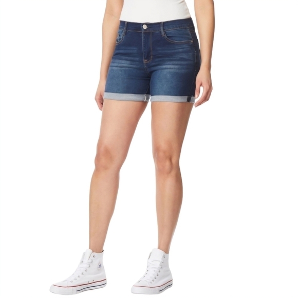 WALLFLOWER Womens Legendary Fit Jeans Shorts  Dark Wash With Fade Size 24 - Picture 1 of 11